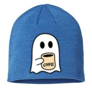 Halloween Costume Ghost Drinking Coffee Funny Coffee Lover Gift Sustainable Beanie