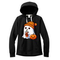 Halloween Costume Ghost Drinking Pumpkin Women's Fleece Hoodie