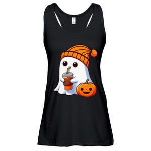 Halloween Costume Ghost Drinking Pumpkin Ladies Essential Flowy Tank