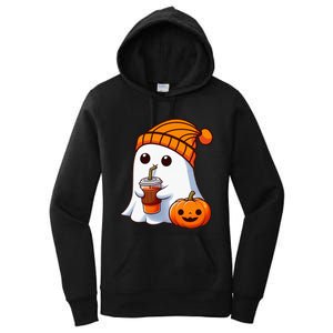 Halloween Costume Ghost Drinking Pumpkin Women's Pullover Hoodie