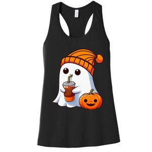 Halloween Costume Ghost Drinking Pumpkin Women's Racerback Tank