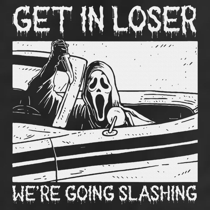 Horror Characters Get In Loser Were Going Slashing Garment-Dyed Fleece Hoodie