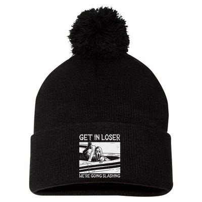 Horror Characters Get In Loser Were Going Slashing Pom Pom 12in Knit Beanie