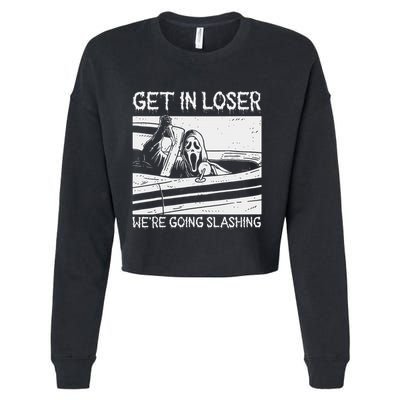 Horror Characters Get In Loser Were Going Slashing Cropped Pullover Crew