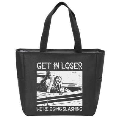 Horror Characters Get In Loser Were Going Slashing Zip Tote Bag