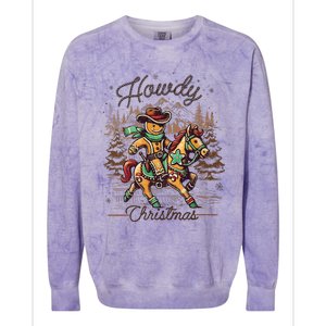 Howdy Christmas Gingerbread Man Cowboy Ride Horse Western Colorblast Crewneck Sweatshirt