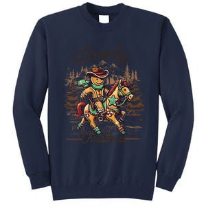 Howdy Christmas Gingerbread Man Cowboy Ride Horse Western Tall Sweatshirt