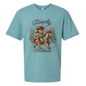 Howdy Christmas Gingerbread Man Cowboy Ride Horse Western Sueded Cloud Jersey T-Shirt