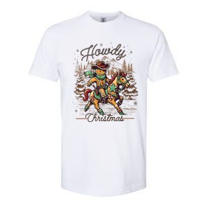 Howdy Christmas Gingerbread Man Cowboy Ride Horse Western Softstyle CVC T-Shirt