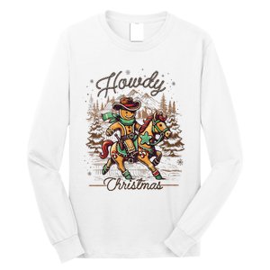 Howdy Christmas Gingerbread Man Cowboy Ride Horse Western Long Sleeve Shirt