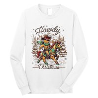 Howdy Christmas Gingerbread Man Cowboy Ride Horse Western Long Sleeve Shirt