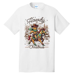 Howdy Christmas Gingerbread Man Cowboy Ride Horse Western Tall T-Shirt