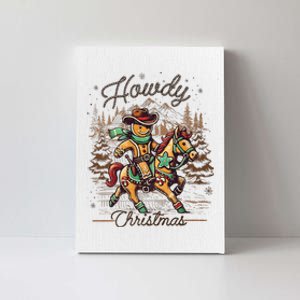 Howdy Christmas Gingerbread Man Cowboy Ride Horse Western Canvas