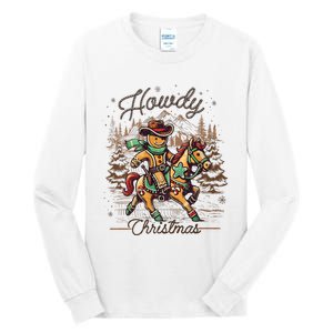 Howdy Christmas Gingerbread Man Cowboy Ride Horse Western Tall Long Sleeve T-Shirt