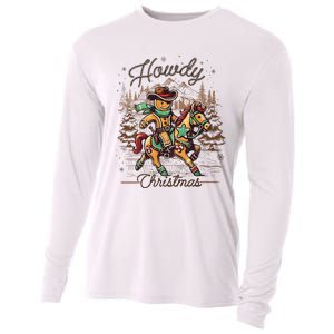 Howdy Christmas Gingerbread Man Cowboy Ride Horse Western Cooling Performance Long Sleeve Crew