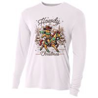 Howdy Christmas Gingerbread Man Cowboy Ride Horse Western Cooling Performance Long Sleeve Crew