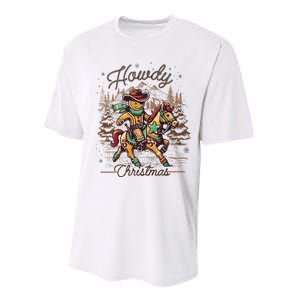 Howdy Christmas Gingerbread Man Cowboy Ride Horse Western Performance Sprint T-Shirt