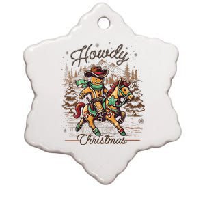 Howdy Christmas Gingerbread Man Cowboy Ride Horse Western Ceramic Star Ornament