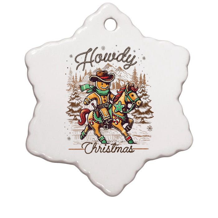 Howdy Christmas Gingerbread Man Cowboy Ride Horse Western Ceramic Star Ornament