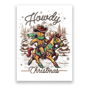 Howdy Christmas Gingerbread Man Cowboy Ride Horse Western Poster