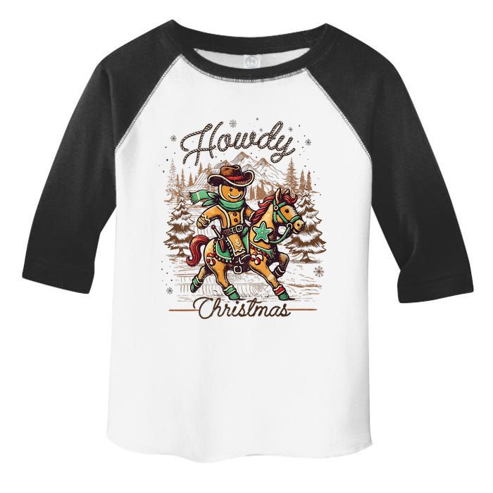 Howdy Christmas Gingerbread Man Cowboy Ride Horse Western Toddler Fine Jersey T-Shirt