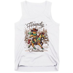 Howdy Christmas Gingerbread Man Cowboy Ride Horse Western Tank Top