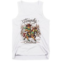 Howdy Christmas Gingerbread Man Cowboy Ride Horse Western Tank Top