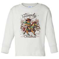 Howdy Christmas Gingerbread Man Cowboy Ride Horse Western Toddler Long Sleeve Shirt