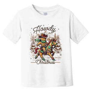 Howdy Christmas Gingerbread Man Cowboy Ride Horse Western Toddler T-Shirt