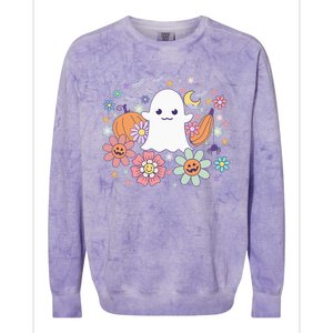 Halloween Cute Ghost Jack O Lantern Pumpkin Spider Bats Moon Colorblast Crewneck Sweatshirt