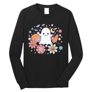 Halloween Cute Ghost Jack O Lantern Pumpkin Spider Bats Moon Long Sleeve Shirt