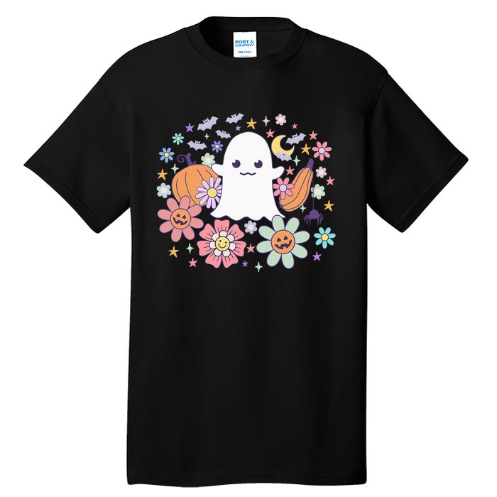 Halloween Cute Ghost Jack O Lantern Pumpkin Spider Bats Moon Tall T-Shirt