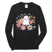 Halloween Cute Ghost Jack O Lantern Pumpkin Spider Bats Moon Tall Long Sleeve T-Shirt