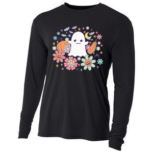 Halloween Cute Ghost Jack O Lantern Pumpkin Spider Bats Moon Cooling Performance Long Sleeve Crew