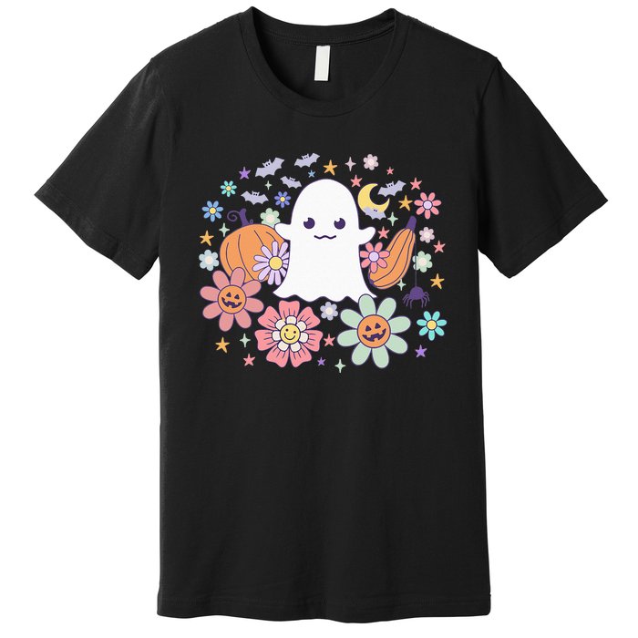 Halloween Cute Ghost Jack O Lantern Pumpkin Spider Bats Moon Premium T-Shirt