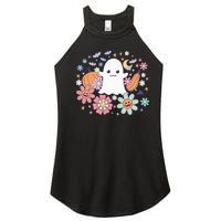 Halloween Cute Ghost Jack O Lantern Pumpkin Spider Bats Moon Women’s Perfect Tri Rocker Tank