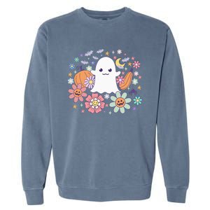 Halloween Cute Ghost Jack O Lantern Pumpkin Spider Bats Moon Garment-Dyed Sweatshirt