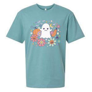 Halloween Cute Ghost Jack O Lantern Pumpkin Spider Bats Moon Sueded Cloud Jersey T-Shirt