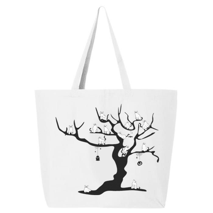 Halloween Cute Ghost Kitty Cats on a Tree 25L Jumbo Tote