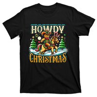 Howdy Christmas Gingerbread Man Cowboy Ride Horse Western T-Shirt