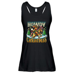 Howdy Christmas Gingerbread Man Cowboy Ride Horse Western Ladies Essential Flowy Tank