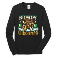 Howdy Christmas Gingerbread Man Cowboy Ride Horse Western Tall Long Sleeve T-Shirt