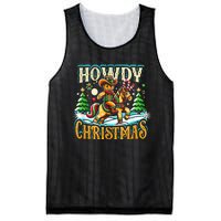 Howdy Christmas Gingerbread Man Cowboy Ride Horse Western Mesh Reversible Basketball Jersey Tank