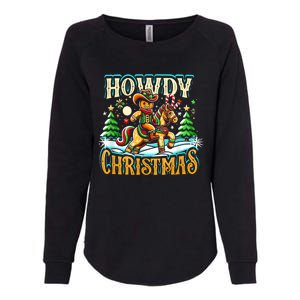 Howdy Christmas Gingerbread Man Cowboy Ride Horse Western Womens California Wash Sweatshirt