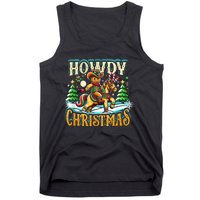 Howdy Christmas Gingerbread Man Cowboy Ride Horse Western Tank Top