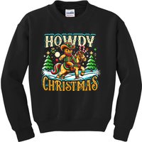 Howdy Christmas Gingerbread Man Cowboy Ride Horse Western Kids Sweatshirt