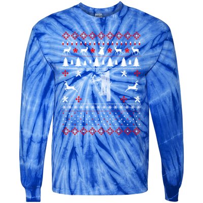 Hunter Christmas Gift Deer Hunting Ugly Christmas Tie-Dye Long Sleeve Shirt