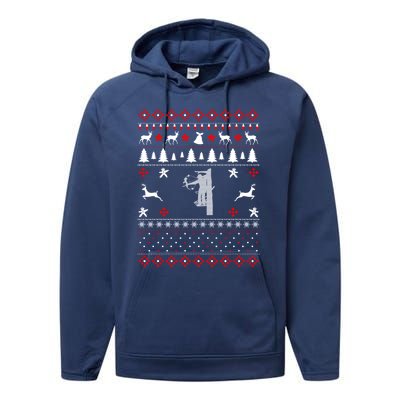 Hunter Christmas Gift Deer Hunting Ugly Christmas Performance Fleece Hoodie