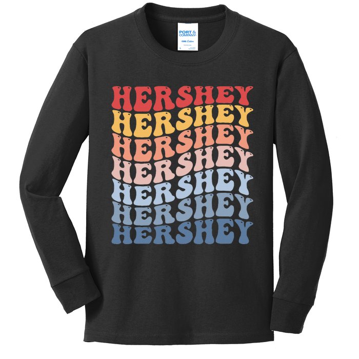 Hershey City Groovy Retro Kids Long Sleeve Shirt