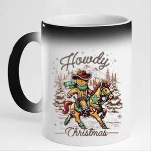 Howdy Christmas Gingerbread Man Cowboy Ride Horse Western 11oz Black Color Changing Mug